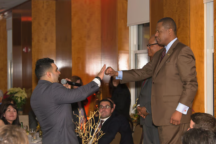 Emran Riaz performing mentalism with a guest during a corporate event