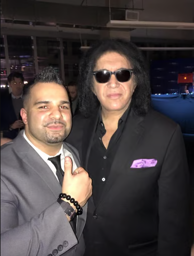 Emran Riaz with rock legend Gene Simmons at an evening event